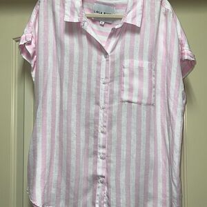 LOLA RIVER Pink & White Stripe Button-Down Shirt